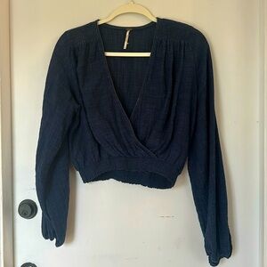 Free People Cherry Blossom wrap top in Midnight XS